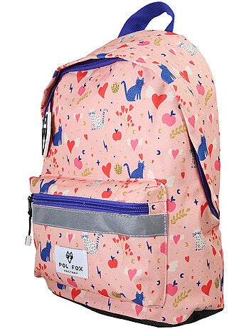 Sac à dos mini fille maternelle POL FOX Dream rose motif chat et cœur
