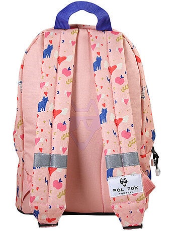 Sac à dos mini fille maternelle POL FOX Dream rose motif chat et cœur