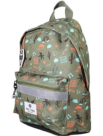 Sac à dos mini garçon maternelle POL FOX Road Trip vert motif van et aventure