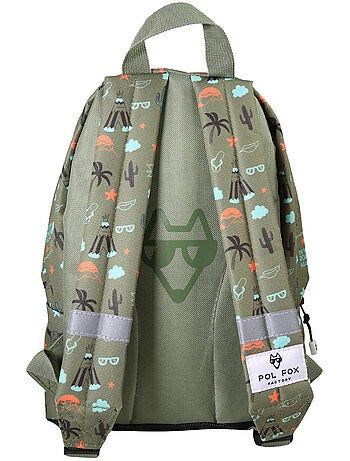 Sac à dos mini garçon maternelle POL FOX Road Trip vert motif van et aventure