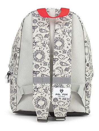 Sac à dos mini POL FOX ROCKET gris motif fusées et planètes
