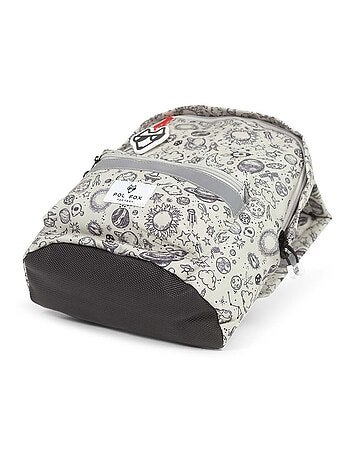 Sac à dos mini POL FOX ROCKET gris motif fusées et planètes