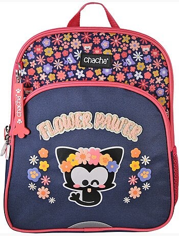Sac à dos mini scolaire fille 1 compartiment CHACHA bleu rose