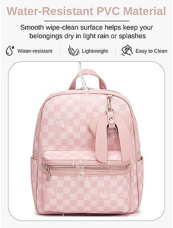 Sac à dos motif damier avec nœud résistant à l'eau 28x12x33 cm - miss lulu