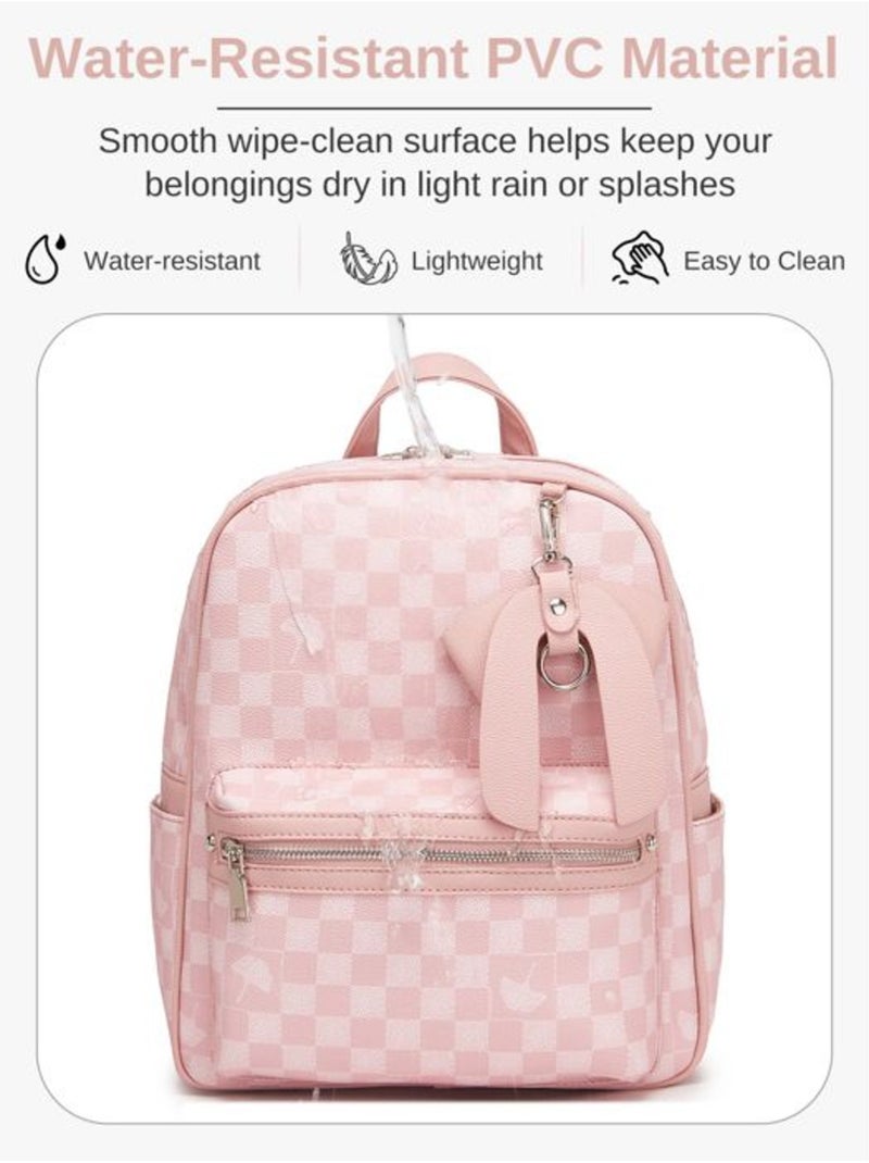 Sac à dos motif damier avec nœud résistant à l'eau 28x12x33 cm - miss lulu Rose - Kiabi
