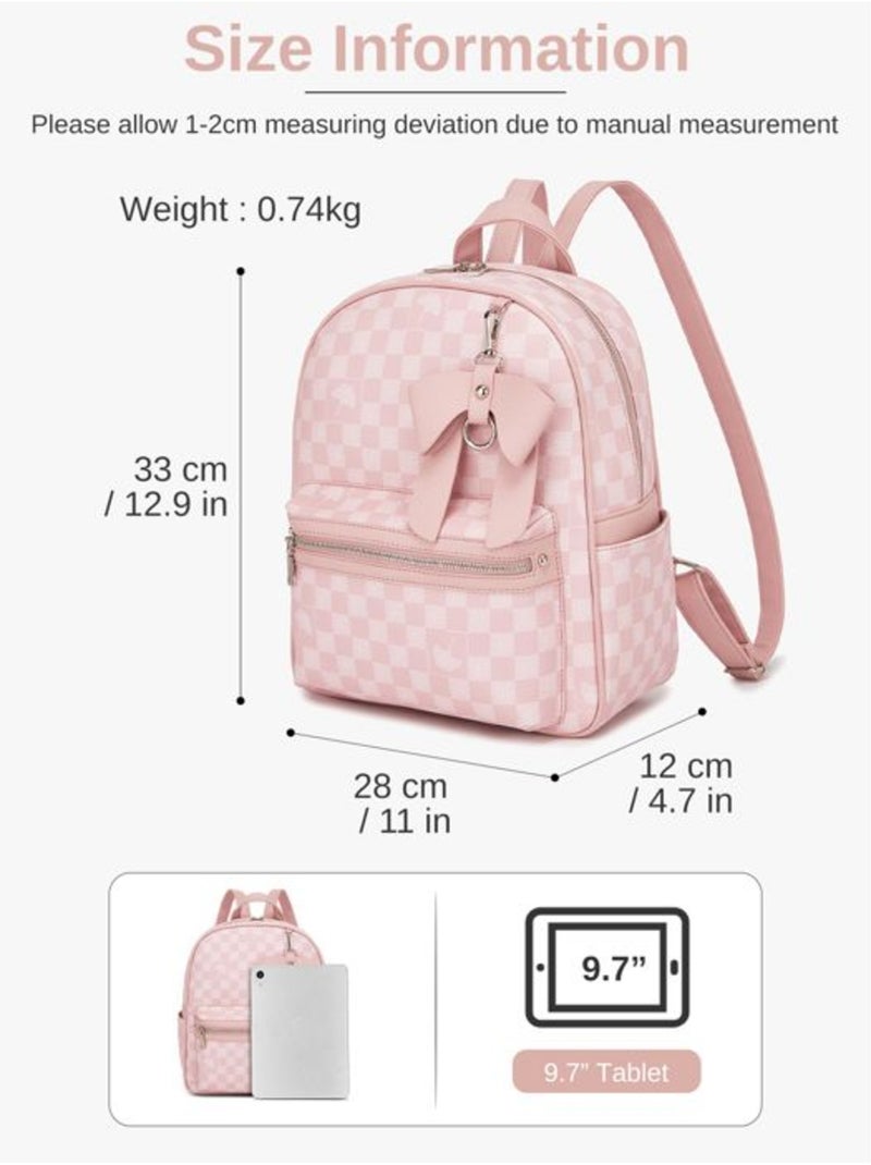 Sac à dos motif damier avec nœud résistant à l'eau 28x12x33 cm - miss lulu Rose - Kiabi