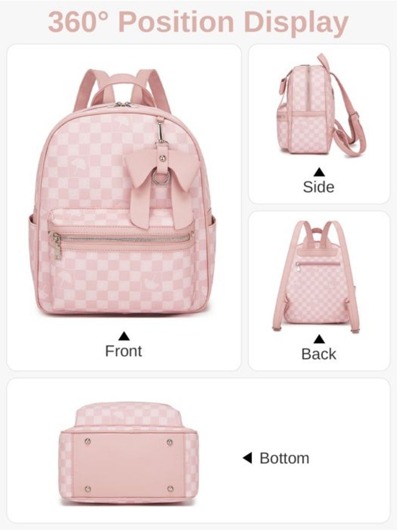 Sac à dos motif damier avec nœud résistant à l'eau 28x12x33 cm - miss lulu Rose - Kiabi