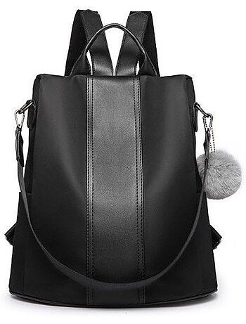 Sac à dos nylon et cuir pu fermeture antivol 30x14x32 cm - miss lulu