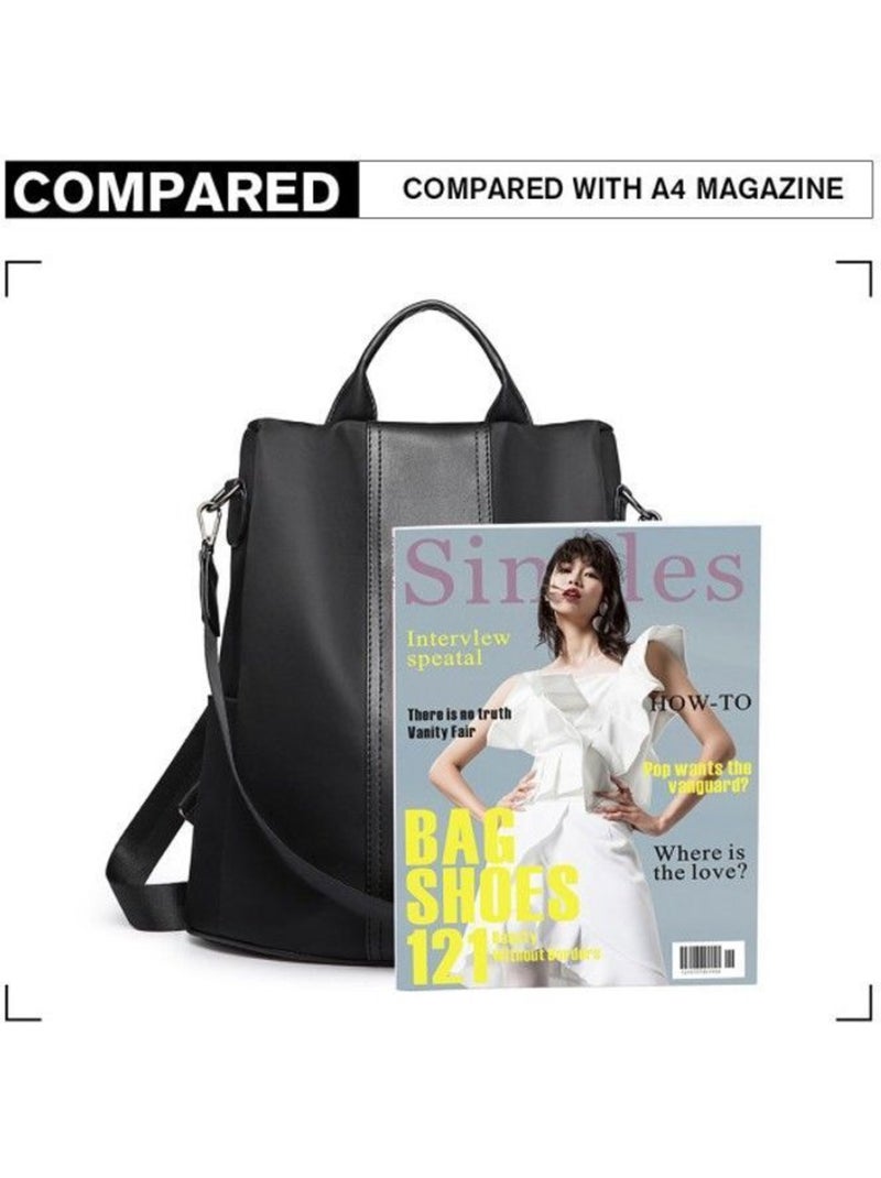 Sac à dos nylon et cuir pu fermeture antivol 30x14x32 cm - miss lulu Noir - Kiabi
