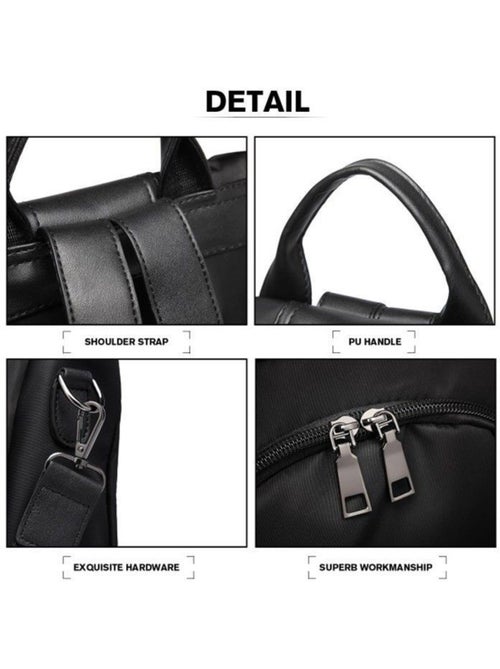 Sac à dos nylon et cuir pu fermeture antivol 30x14x32 cm - miss lulu - Kiabi Sac à dos nylon et cuir pu fermeture antivol 30x14x32 cm - miss lulu - Kiabi