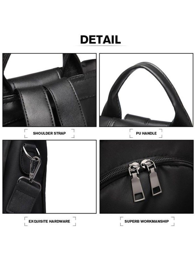 Sac à dos nylon et cuir pu fermeture antivol 30x14x32 cm - miss lulu Noir - Kiabi