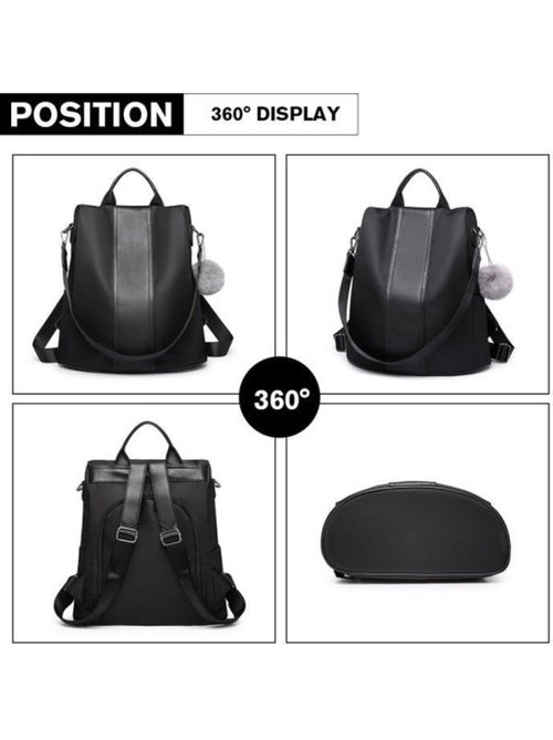 Sac à dos nylon et cuir pu fermeture antivol 30x14x32 cm - miss lulu - Kiabi Sac à dos nylon et cuir pu fermeture antivol 30x14x32 cm - miss lulu - Kiabi
