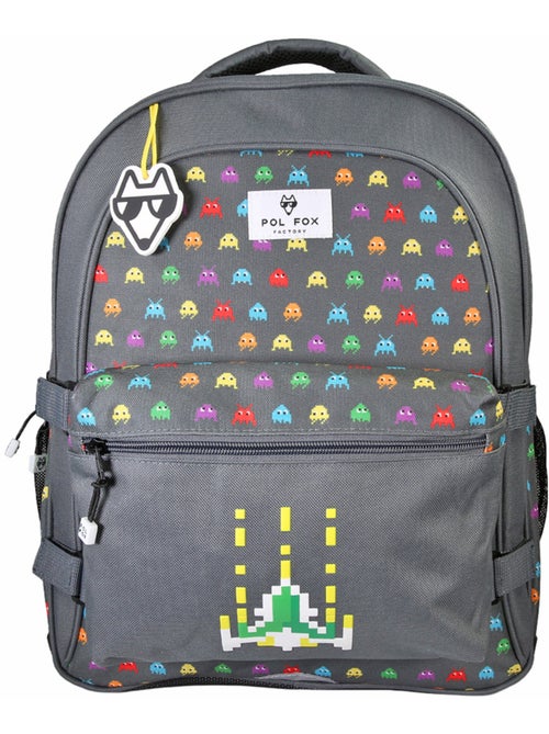 Sac à dos POL FOX SPACE INVADER garçon réversible 2 compartiments gris motif vaisseau - Kiabi Sac à dos POL FOX SPACE INVADER garçon réversible 2 compartiments gris motif vaisseau - Kiabi