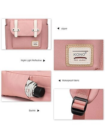 Sac à dos polyester housse de protection intégrée 27x12x36 cm - kono