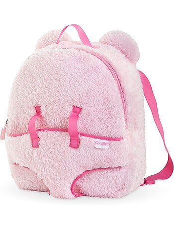 Sac à Dos Porte-Poupon Peluche Rose pour poupon 30 cm