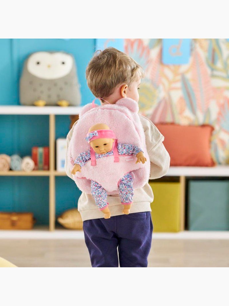 Sac à Dos Porte-Poupon Peluche Rose pour poupon 30 cm Rose - Kiabi