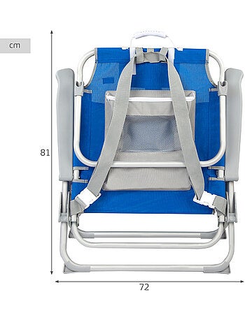 Sac à dos pour chaise de plage 55x66x86 cm 110 kg avec coussin, sac et poche aktive
