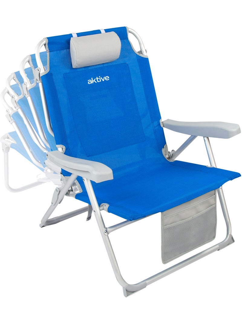 Sac à dos pour chaise de plage 55x66x86 cm 110 kg avec coussin, sac et poche aktive Bleu - Kiabi