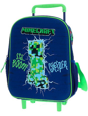 Sac à dos roulant Minecraft Creeper 32 cm avec poignée télescopique