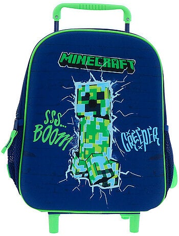 Sac à dos roulant Minecraft Creeper 32 cm avec poignée télescopique