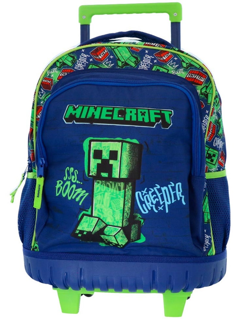 Sac à dos roulettes Minecraft Creeper Boom 43 cm à poignée télescopique Blanc Rouge - Kiabi