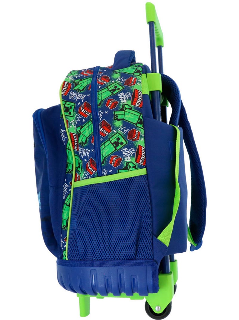 Sac à dos roulettes Minecraft Creeper Boom 43 cm à poignée télescopique Blanc Rouge - Kiabi