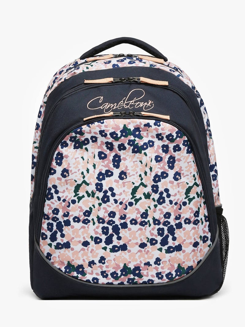 Sac à dos scolaire 14L Ligne Basic Caméléon. Intérieur 2 compartiments - CM1/CM2 Noir Rose clair - Kiabi