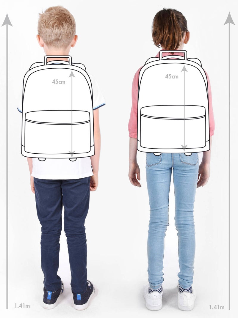 Sac à dos scolaire 14L Ligne Basic Caméléon. Intérieur 2 compartiments - CM1/CM2 Noir Rose clair - Kiabi