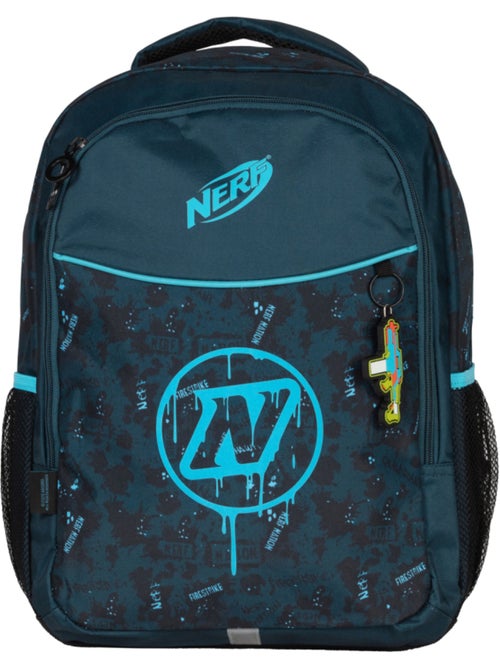 Sac à dos scolaire 2 compartiments grande capacité NERF Splash bleu - Kiabi