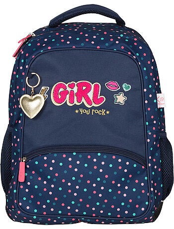 Sac à dos scolaire 2 compartiments KIP Girl You Rock bleu marine