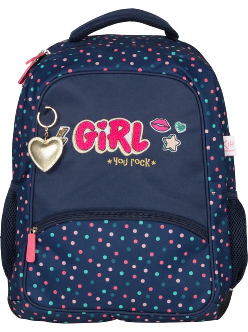 Sac à dos scolaire 2 compartiments KIP Girl You Rock bleu marine - Kiabi Sac à dos scolaire 2 compartiments KIP Girl You Rock bleu marine - Kiabi