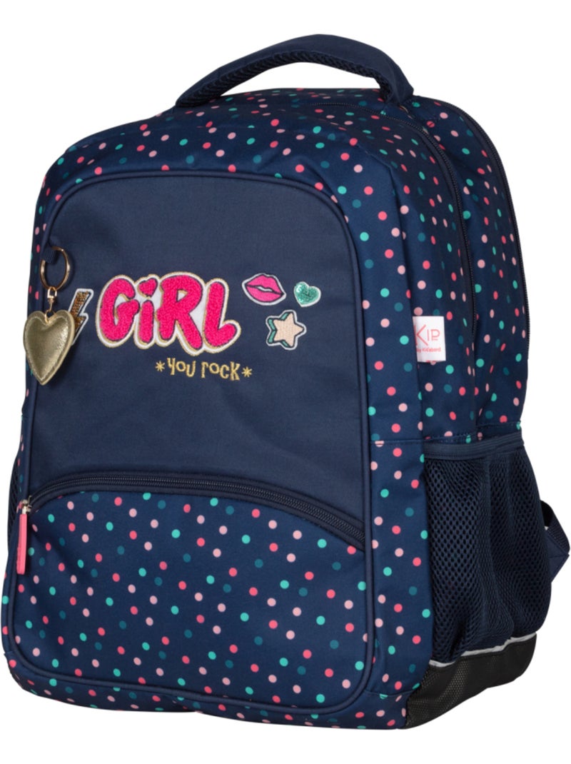 Sac à dos scolaire 2 compartiments KIP Girl You Rock bleu marine Bleu marine - Kiabi