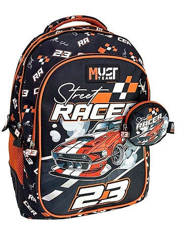 Sac à Dos Scolaire 2 compartiments Voiture de Course Street Racer 43 CM