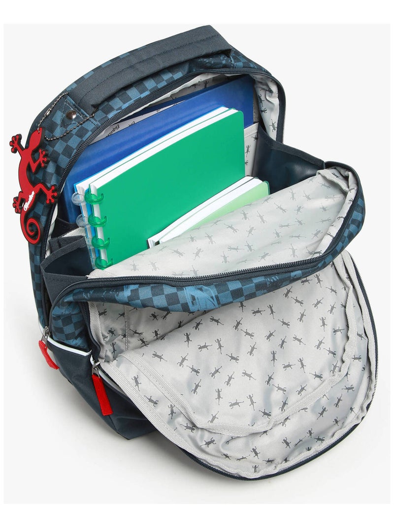 Sac à dos scolaire 39cm Ligne Basic Caméléon. Intérieur 2 compartiments - CP/CE1/CE2 Bleu Rouge - Kiabi