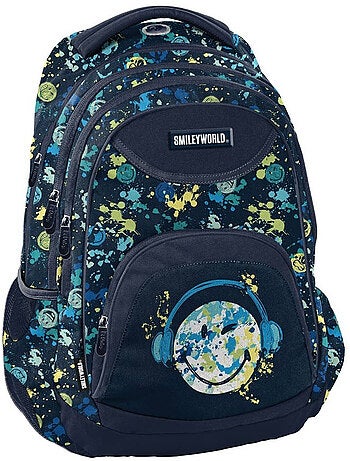 Sac à dos scolaire 40 cm motif éclaboussures Smiley World