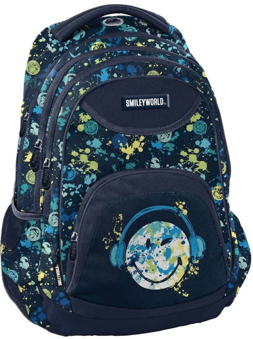 Sac à dos scolaire 40 cm motif éclaboussures Smiley World - Kiabi