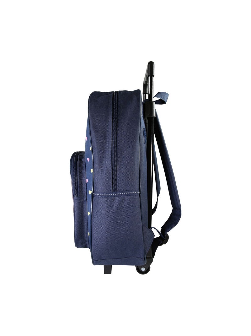 Sac à Dos Scolaire à Roulettes - Lili Lou - 1 Compartiment Zippé - Bagtrotter Bleu marine - Kiabi