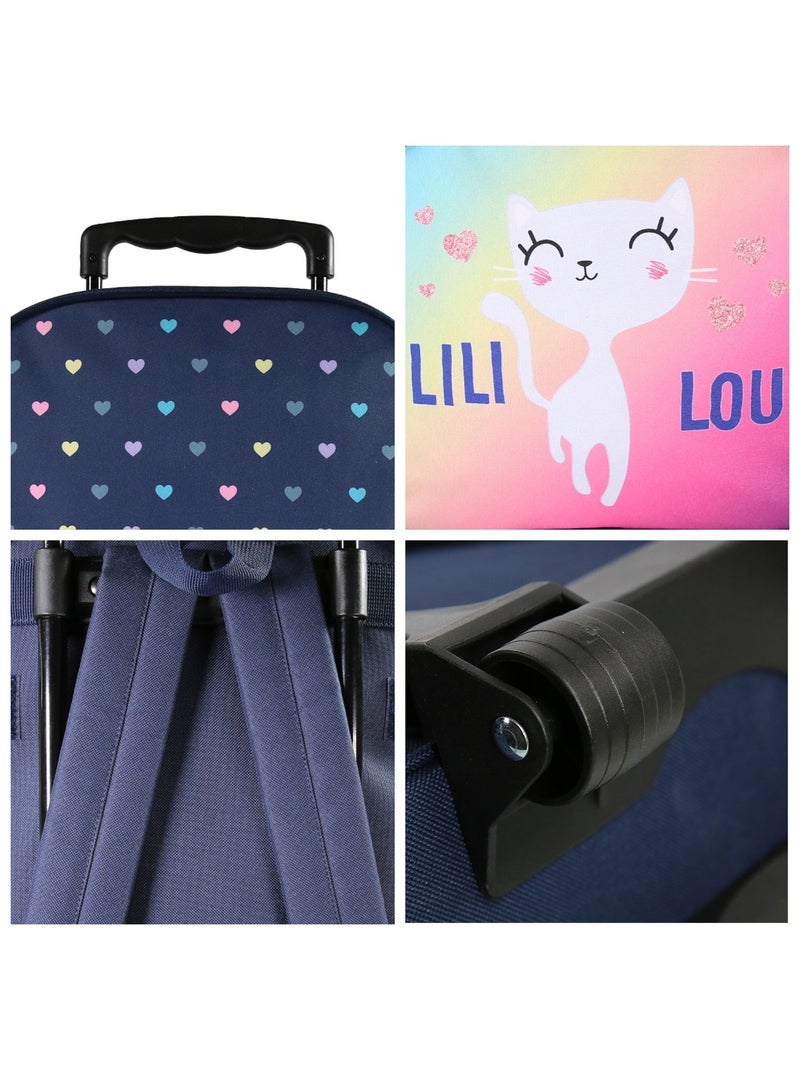 Sac à Dos Scolaire à Roulettes - Lili Lou - 1 Compartiment Zippé - Bagtrotter Bleu marine - Kiabi