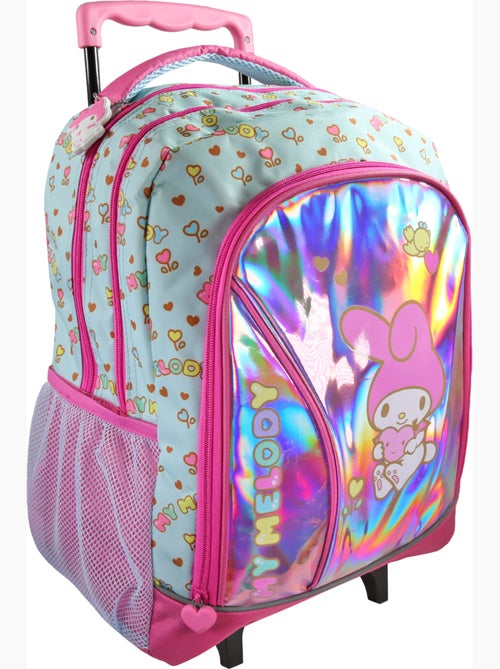 Sac à dos scolaire à roulettes 2 compartiments MY MELODY Birdy rose effet holographique - Kiabi Sac à dos scolaire à roulettes 2 compartiments MY MELODY Birdy rose effet holographique - Kiabi