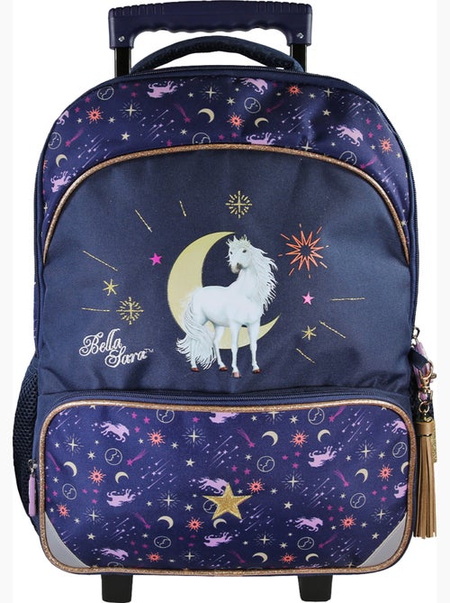 Sac à dos scolaire à roulettes fille 2 compartiments BELLA SARA bleu nuit - Kiabi Sac à dos scolaire à roulettes fille 2 compartiments BELLA SARA bleu nuit - Kiabi