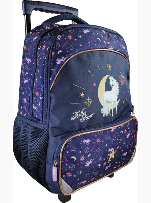 Sac à dos scolaire à roulettes fille 2 compartiments BELLA SARA bleu nuit - Kiabi Sac à dos scolaire à roulettes fille 2 compartiments BELLA SARA bleu nuit - Kiabi