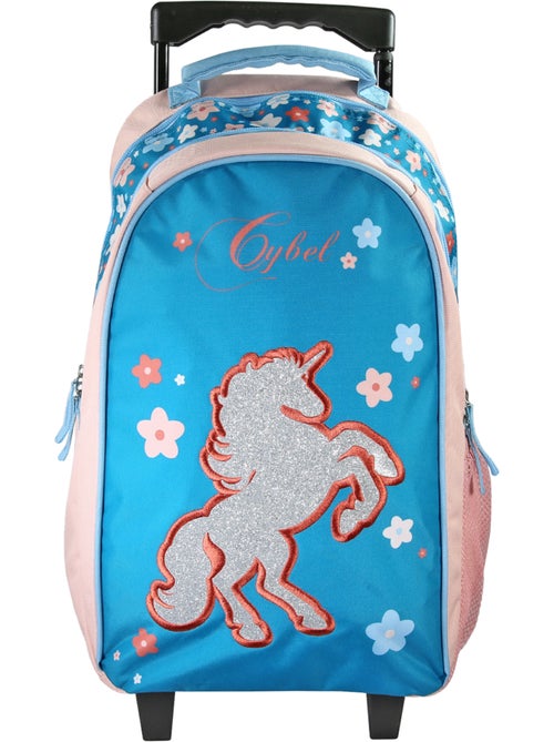 Sac à dos scolaire à roulettes fille Cybel Licorne bleu et rose 2 compartiments - Kiabi Sac à dos scolaire à roulettes fille Cybel Licorne bleu et rose 2 compartiments - Kiabi