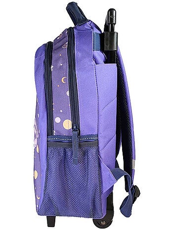 Sac à dos scolaire à roulettes fille Cybel Licorne violet 2 compartiments