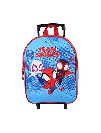 Sac à Dos Scolaire à Roulettes Maternelle Spider-Man - Bleu Ciel - 1 compartiment zippé - Bagtrotter