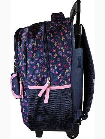 Sac à dos scolaire à roulettes scolaire fille STALLA BIANCA Cow Girl bleu