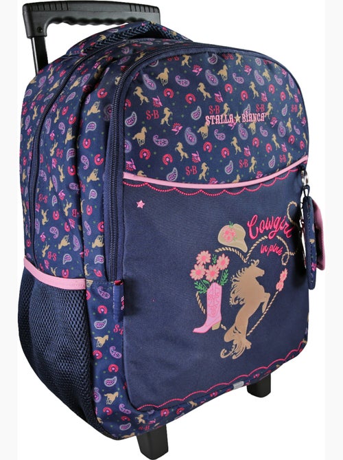 Sac à dos scolaire à roulettes scolaire fille STALLA BIANCA Cow Girl bleu - Kiabi Sac à dos scolaire à roulettes scolaire fille STALLA BIANCA Cow Girl bleu - Kiabi