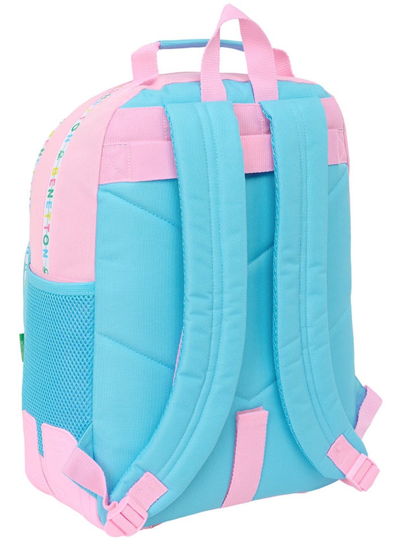 Sac à Dos Scolaire Be Benetton avec 2 compartiments 42 CM Blanc Rose Bleu - Kiabi