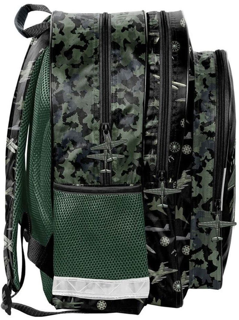 Sac à dos scolaire CMP Air Force Flying Academy 38 cm 2 poches zippées Noir Vert Noir - Kiabi