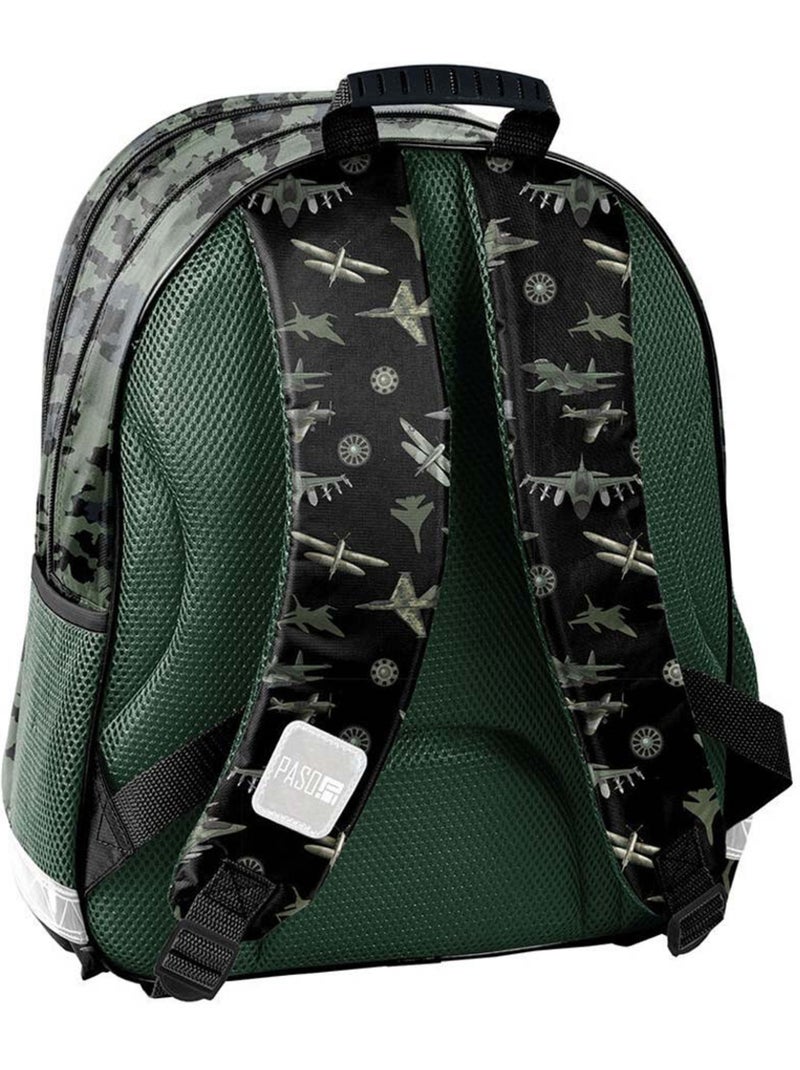 Sac à dos scolaire CMP Air Force Flying Academy 38 cm 2 poches zippées Noir Vert Noir - Kiabi