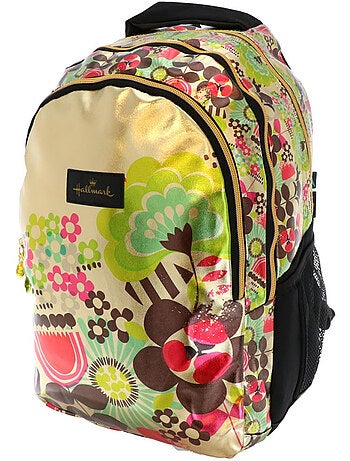 Sac à dos scolaire en tissu métallisé motif floral Hallmark